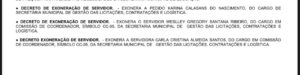 Trecho do decreto de exoneração.